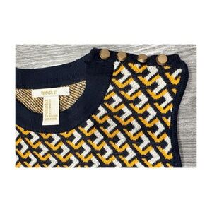 Geometric Knit Sweater Vest with Button Detail